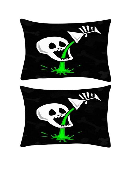 snoogg pack of two skull drinking poison 2787 rectangle toss throw pillow cushion cover decoarative pillow case 14 x 07" - 13571170 - Very Small Image - 1