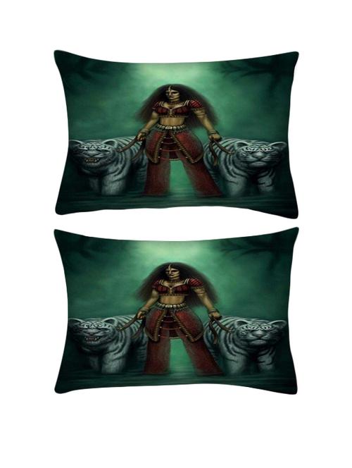 snoogg pack of two indian gothic goddess 2871 rectangle toss throw pillow cushion cover decoarative pillow case 14 x 07" - 13571193 - Very Small Image - 1