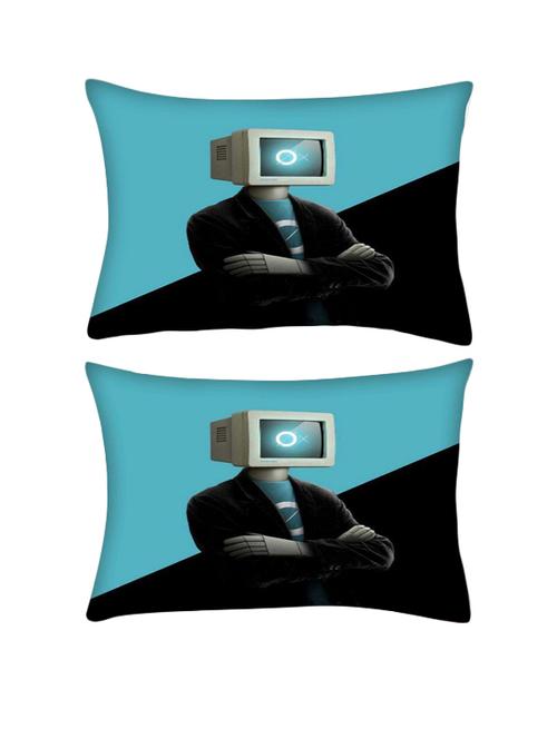 snoogg pack of two monitor head man 2880 rectangle toss throw pillow cushion cover decoarative pillow case 14 x 07" - 13571197 - Very Small Image - 1
