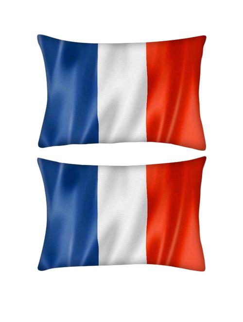 snoogg pack of two french flag 2983 rectangle toss throw pillow cushion cover decoarative pillow case 14 x 07" - 13571234 - Very Small Image - 1