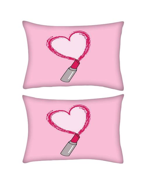 snoogg pack of two lipstick love rectangle toss throw pillow cushion cover decoarative pillow case 14 x 07" - 13571275 - Very Small Image - 1