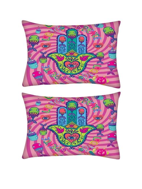 snoogg pack of two love and peace rectangle toss throw pillow cushion cover decoarative pillow case 14 x 07" - 13571285 - Very Small Image - 1