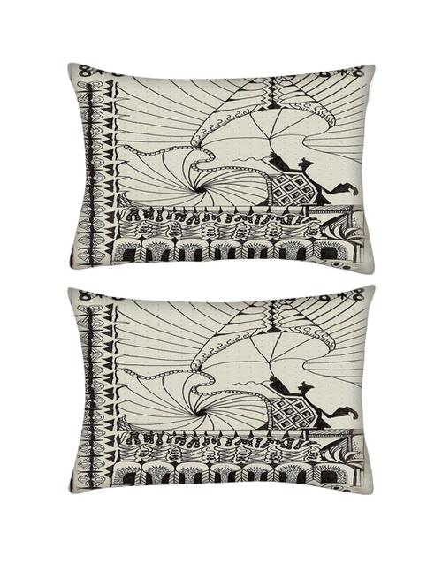 snoogg pack of two abstract play card vintage rectangle toss throw pillow cushion cover decoarative pillow case 14 x 07" - 13571325 - Very Small Image - 1
