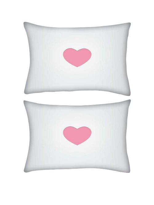 snoogg pack of two pink heart minimal rectangle toss throw pillow cushion cover decoarative pillow case 14 x 07" - 13571380 - Very Small Image - 1