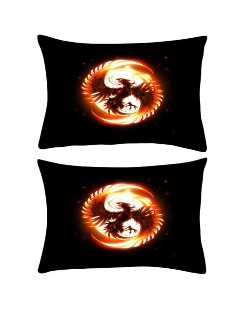 snoogg pack of two dragon fury rectangle toss throw pillow cushion cover decoarative pillow case 14 x 07" - 13571395 - Very Small Image - 1