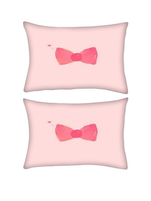 snoogg pack of two hand drawn pink bow rectangle toss throw pillow cushion cover decoarative pillow case 14 x 07" - 13571436 - Very Small Image - 1
