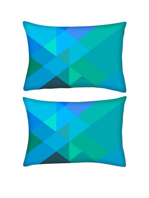 snoogg pack of two blue rhombuses rectangle toss throw pillow cushion cover decoarative pillow case 14 x 07" - 13571511 - Very Small Image - 1