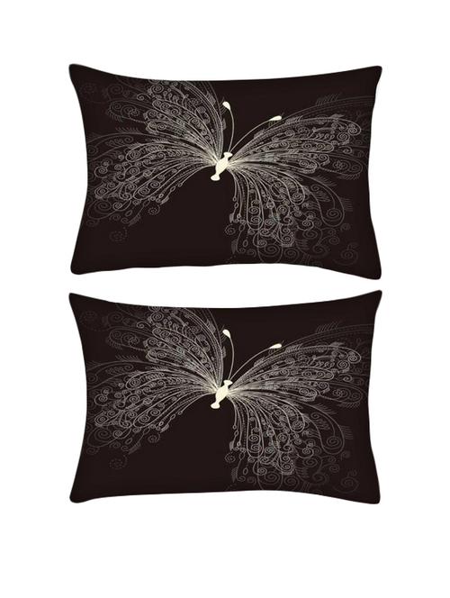snoogg pack of two butterly graphic rectangle toss throw pillow cushion cover decoarative pillow case 14 x 07" - 13571528 - Very Small Image - 1