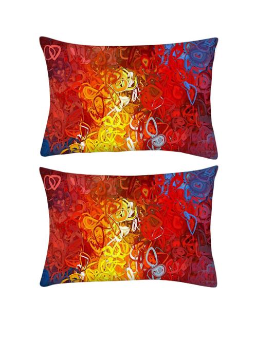 snoogg pack of two red abstract rectangle toss throw pillow cushion cover decoarative pillow case 14 x 07" - 13571558 - Very Small Image - 1