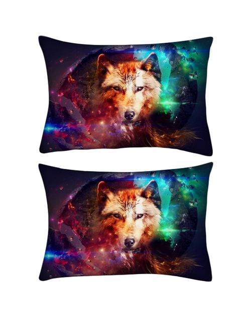 snoogg pack of two wolf of hearts rectangle toss throw pillow cushion cover decoarative pillow case 14 x 07" - 13571579 - Very Small Image - 1