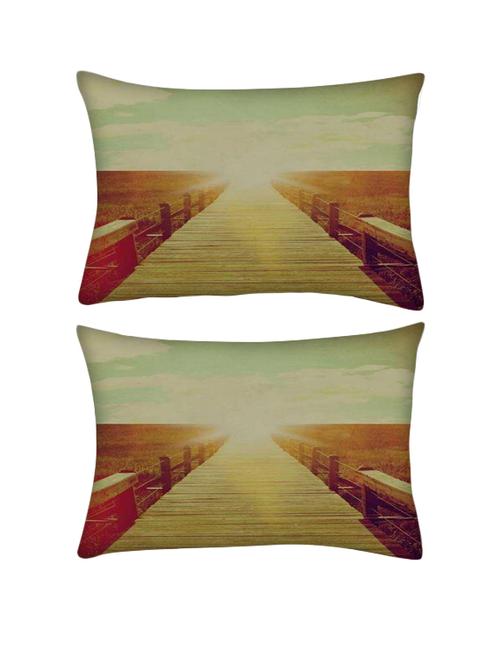 snoogg pack of two road to infinity rectangle toss throw pillow cushion cover decoarative pillow case 14 x 07" - 13571581 - Very Small Image - 1