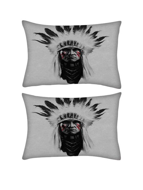 snoogg pack of two red indian minimal rectangle toss throw pillow cushion cover decoarative pillow case 14 x 07" - 13571601 - Very Small Image - 1
