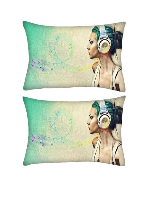 snoogg pack of two music is chic rectangle toss throw pillow cushion cover decoarative pillow case 14 x 07" - 13571604 - Very Small Image - 1