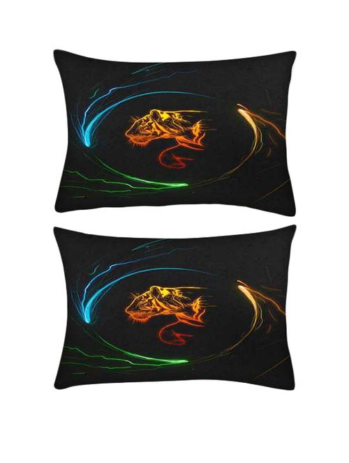snoogg pack of two multicolor tiger rectangle toss throw pillow cushion cover decoarative pillow case 14 x 07" - 13571614 - Very Small Image - 1
