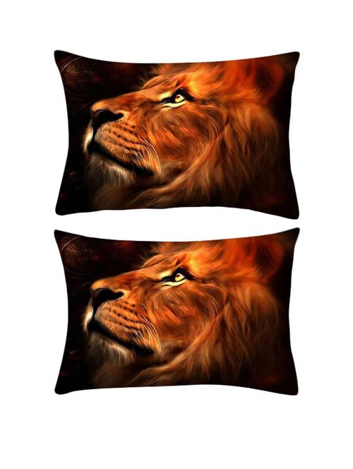 snoogg pack of two lion hearted rectangle toss throw pillow cushion cover decoarative pillow case 14 x 07" - 13571624 - Very Small Image - 1
