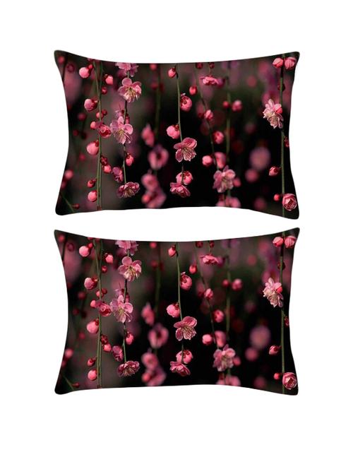 snoogg pack of two pink simple flowers rectangle toss throw pillow cushion cover decoarative pillow case 14 x 07" - 13571627 - Very Small Image - 1