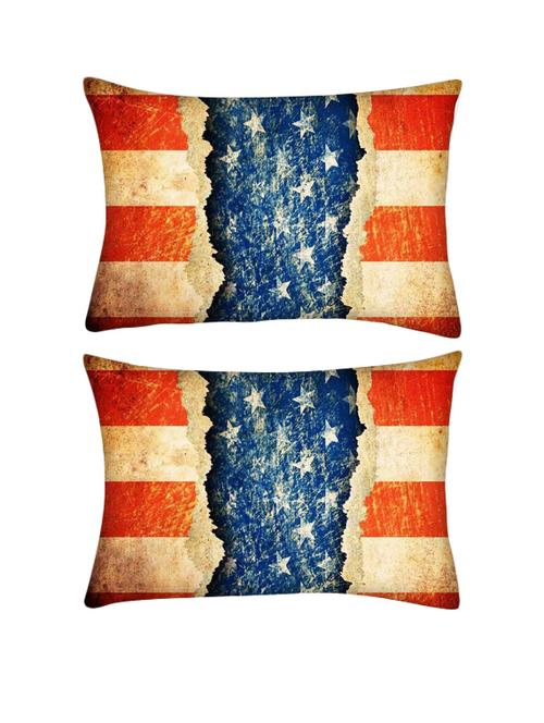 snoogg pack of two grunge america rectangle toss throw pillow cushion cover decoarative pillow case 14 x 07" - 13571636 - Very Small Image - 1