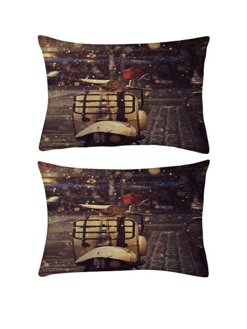 snoogg pack of two scooter rains rectangle toss throw pillow cushion cover decoarative pillow case 14 x 07" - 13571640 - Very Small Image - 1