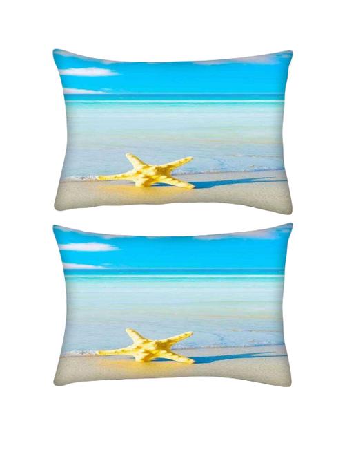 snoogg pack of two summer beach rectangle toss throw pillow cushion cover decoarative pillow case 14 x 07" - 13571696 - Very Small Image - 1