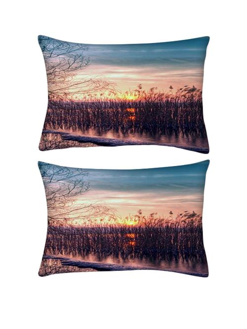 snoogg pack of two sunset i rectangle toss throw pillow cushion cover decoarative pillow case 14 x 07" - 13571697 - Very Small Image - 1