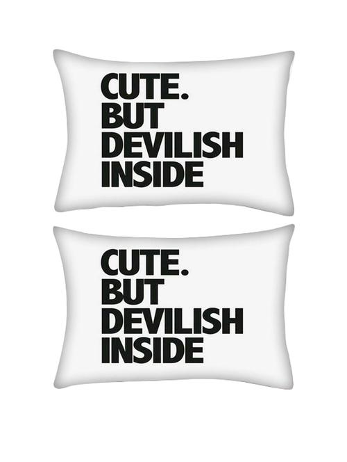 snoogg pack of two cute but devilish inside rectangle toss throw pillow cushion cover decoarative pillow case 14 x 07" - 13571699 - Very Small Image - 1