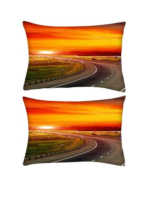 snoogg pack of two the way to sunset rectangle toss throw pillow cushion cover decoarative pillow case 14 x 07" - 13571708 - Very Small Image - 1