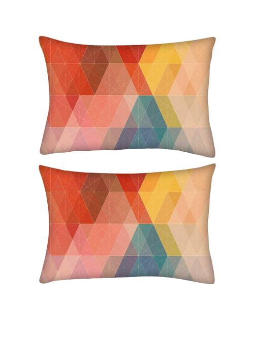 snoogg pack of two design polygon rectangle toss throw pillow cushion cover decoarative pillow case 14 x 07" - 13571739 - Very Small Image - 1