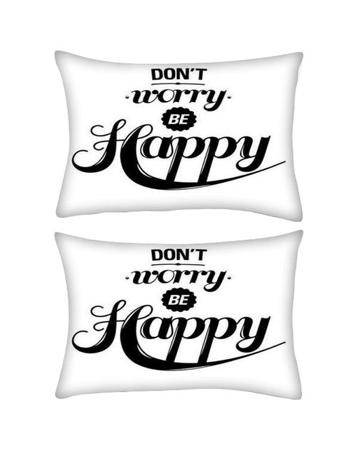 snoogg pack of two be happy rectangle toss throw pillow cushion cover decoarative pillow case 14 x 07" - 13571759 - Very Small Image - 1