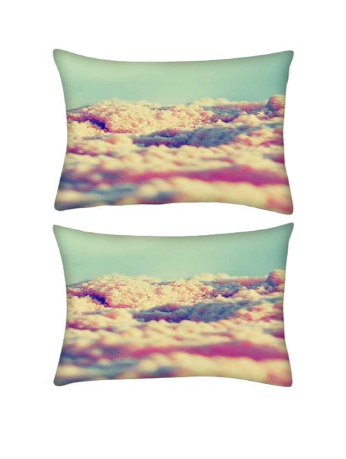 snoogg pack of two crystal sands rectangle toss throw pillow cushion cover decoarative pillow case 14 x 07" - 13571762 - Very Small Image - 1