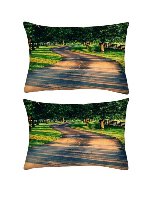 snoogg pack of two pathway rectangle toss throw pillow cushion cover decoarative pillow case 14 x 07" - 13571769 - Very Small Image - 1
