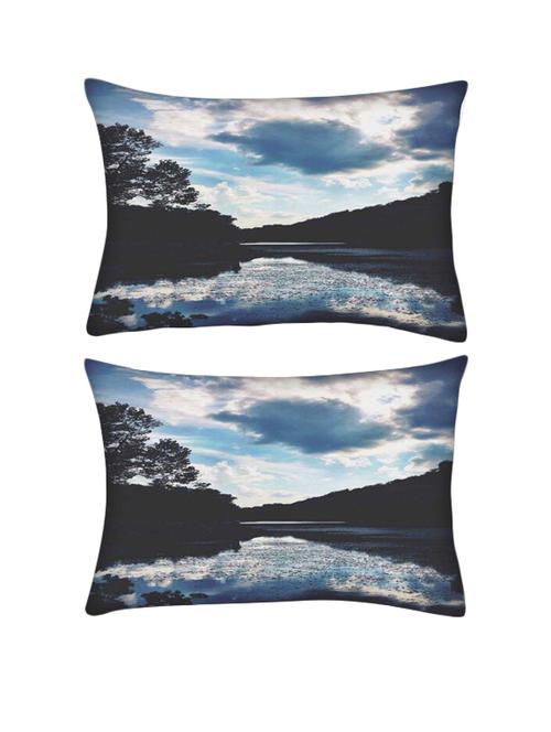 snoogg pack of two nature serenity rectangle toss throw pillow cushion cover decoarative pillow case 14 x 07" - 13571774 - Very Small Image - 1