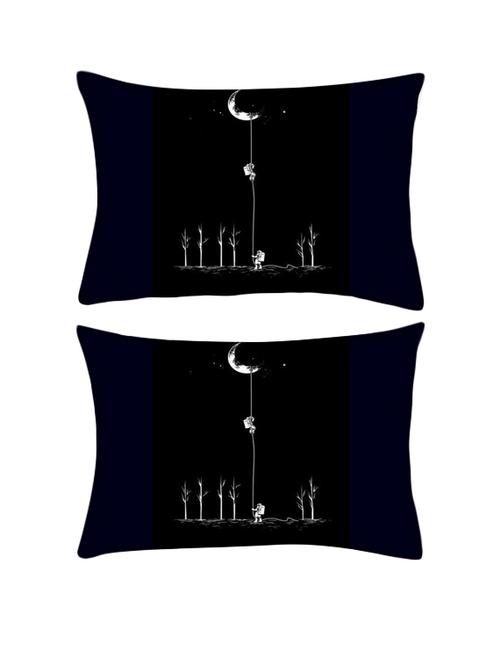 snoogg pack of two moon astro power rectangle toss throw pillow cushion cover decoarative pillow case 14 x 07" - 13571793 - Very Small Image - 1