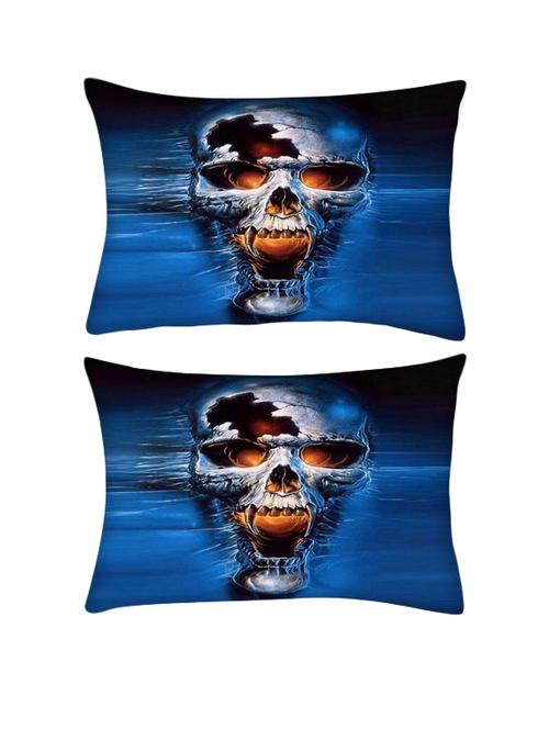snoogg pack of two skull fury rectangle toss throw pillow cushion cover decoarative pillow case 14 x 07" - 13571805 - Very Small Image - 1