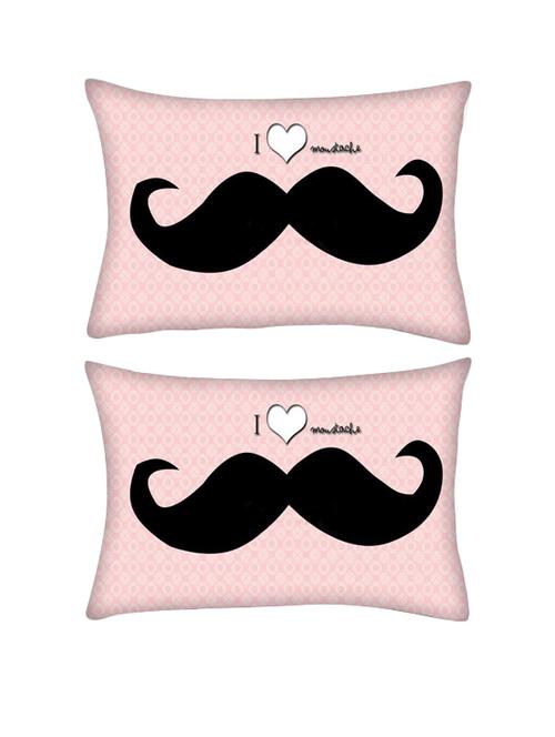 snoogg pack of two i love mustache rectangle toss throw pillow cushion cover decoarative pillow case 14 x 07" - 13571815 - Very Small Image - 1