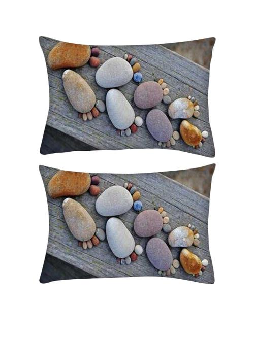 snoogg pack of two pebble steps rectangle toss throw pillow cushion cover decoarative pillow case 14 x 07" - 13571816 - Very Small Image - 1