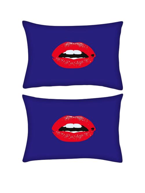 snoogg pack of two red lips kiss rectangle toss throw pillow cushion cover decoarative pillow case 14 x 07" - 13571849 - Very Small Image - 1