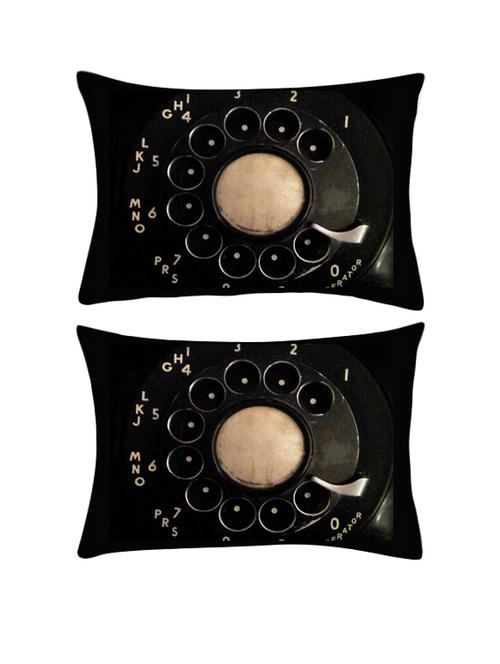snoogg pack of two vintage phone rectangle toss throw pillow cushion cover decoarative pillow case 14 x 07" - 13571878 - Very Small Image - 1