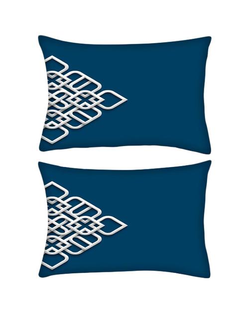 snoogg pack of two 3d white ornament in arabic style rectangle toss throw pillow cushion cover decoarative pillow case 14 x 07" - 13571914 - Very Small Image - 1