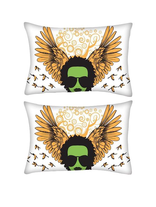 snoogg pack of two abstract emblem rectangle toss throw pillow cushion cover decoarative pillow case 14 x 07" - 13571930 - Very Small Image - 1