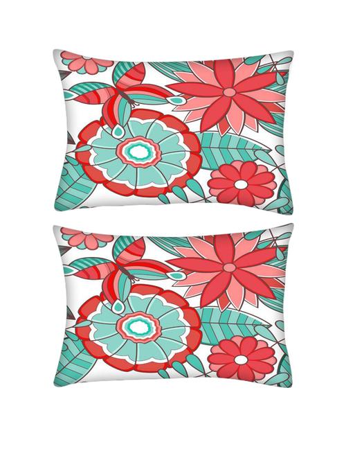 snoogg pack of two abstract floral background rectangle toss throw pillow cushion cover decoarative pillow case 14 x 07" - 13571942 - Very Small Image - 1