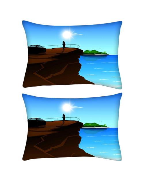 snoogg pack of two abstract summer background rectangle toss throw pillow cushion cover decoarative pillow case 14 x 07" - 13571980 - Very Small Image - 1