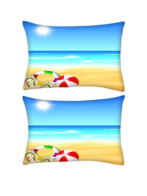 snoogg pack of two abstract summer background rectangle toss throw pillow cushion cover decoarative pillow case 14 x 07" - 13571992 - Very Small Image - 1
