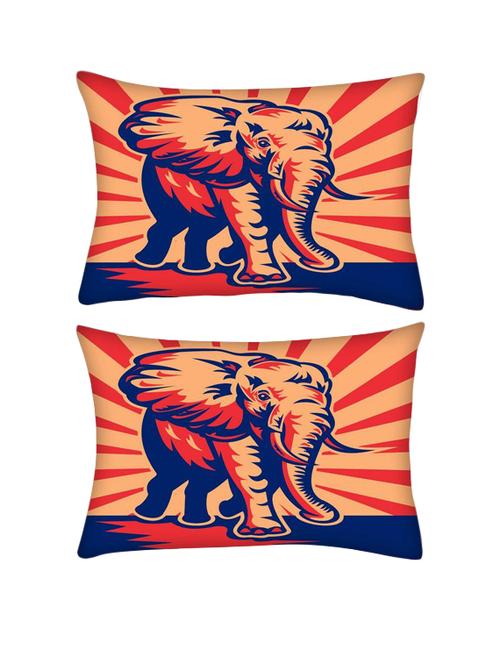 snoogg pack of two african bull elephant charging rectangle toss throw pillow cushion cover decoarative pillow case 14 x 07" - 13572037 - Very Small Image - 1