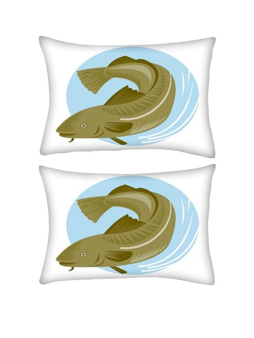 snoogg pack of two atlantic codfish retro rectangle toss throw pillow cushion cover decoarative pillow case 14 x 07" - 13572074 - Very Small Image - 1