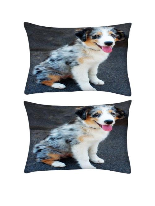 snoogg pack of two australian shepherd puppy rectangle toss throw pillow cushion cover decoarative pillow case 14 x 07" - 13572076 - Very Small Image - 1