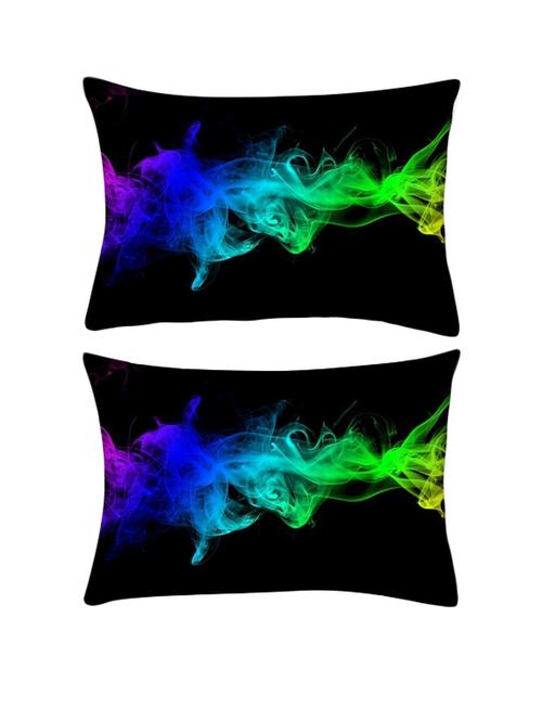 snoogg pack of two blue smoke rectangle toss throw pillow cushion cover decoarative pillow case 14 x 07" - 13572158 - Very Small Image - 1