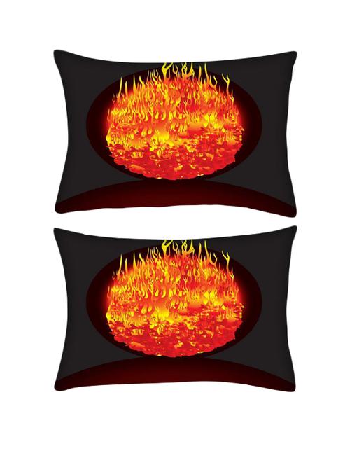snoogg pack of two burning planet vector rectangle toss throw pillow cushion cover decoarative pillow case 14 x 07" - 13572169 - Very Small Image - 1
