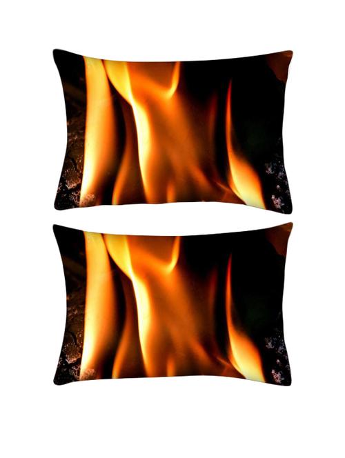 snoogg pack of two closeup fire flame rectangle toss throw pillow cushion cover decoarative pillow case 14 x 07" - 13572204 - Very Small Image - 1