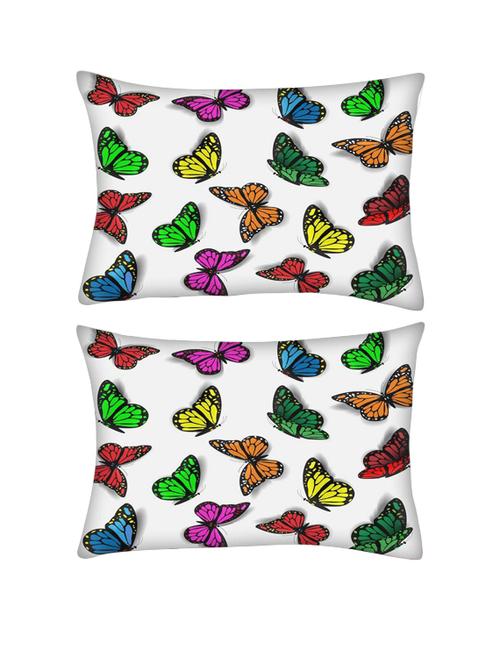 snoogg pack of two colorful butterflies rectangle toss throw pillow cushion cover decoarative pillow case 14 x 07" - 13572210 - Very Small Image - 1
