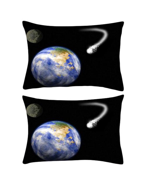 snoogg pack of two comet heading for earth rectangle toss throw pillow cushion cover decoarative pillow case 14 x 07" - 13572218 - Very Small Image - 1